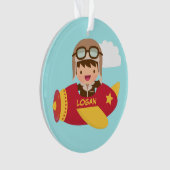 L'avion mignon de garçon d'aviateur badine le (devant)