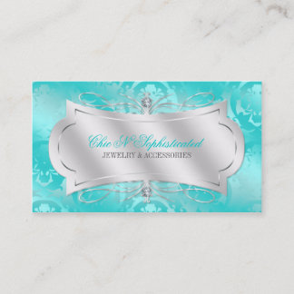 Lavish Blauwgroen Diamond Damask Swirl Visitekaartje