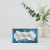 Lavish Blue Diamond Damask Swirl Visitekaartje (Staand voorkant)