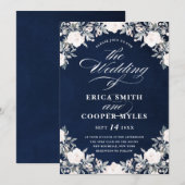 Lavish Classic Florals Dark Navy Blue | Weddenscha Kaart (Voorkant / Achterkant)