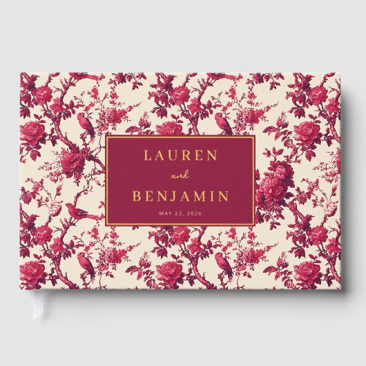 Lavish Crimson Blooms Wedding Gastenboek (Voorkant)