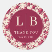 Lavish Crimson Blooms Wedding Ronde Sticker (Voorkant)