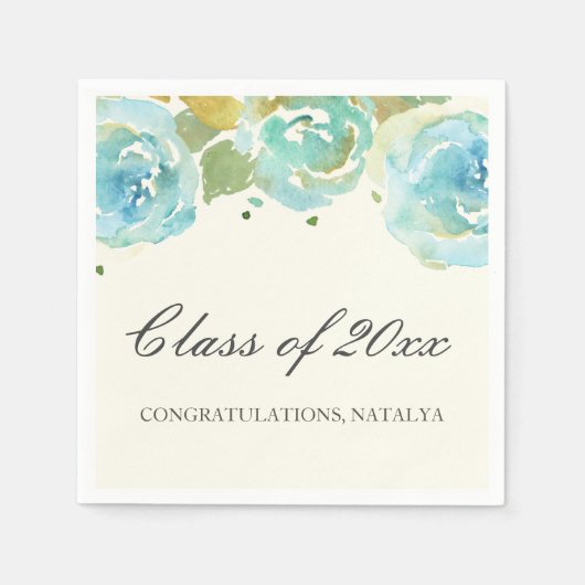 Lavish Florals Graduation Party Napkins Servetten (Voorkant)