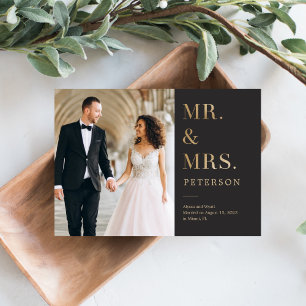 Lavish Glow Wedding Announcement Gold Bedankkaart