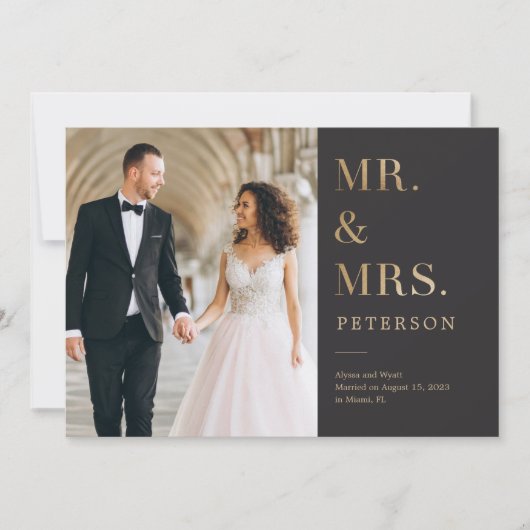 Lavish Glow Wedding Announcement Gold Bedankkaart (Voorkant)