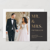 Lavish Glow Wedding Announcement Gold Bedankkaart (Voorkant / Achterkant)