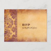 Lavish Lilac Grunge Mariage damassé carte postale