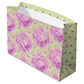 Lavish Peony over bleek groen Groot Cadeauzakje