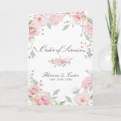 Lavish Pink Roses Wedding Folded Booklet Programma (Voorkant)