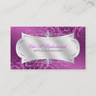 Lavish Plum Diamond Damask Swirl Visitekaartje