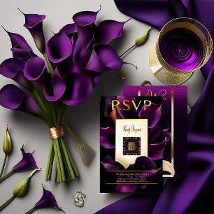 Lavish Purple Calla Lily QR Code Mariage Carte RSV