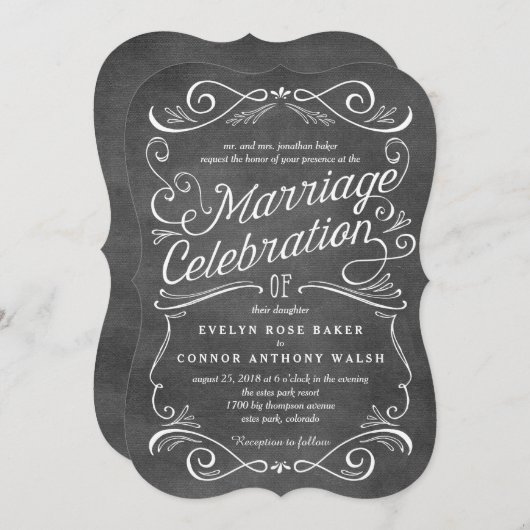 Lavish Scrolls Editable Color Wedding Invitations (Devant / Derrière)