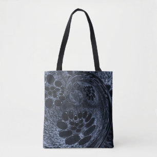 LavishlyOn Modern Blue Denim Paisley Swirl Bubble Draagtas