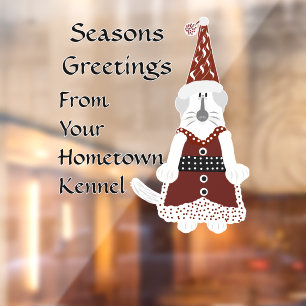 LavishlyOp Country Santa Puppy Kerstkoepel Raamsticker