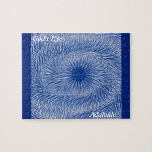 LavishlyOp monogram was de kleur blauw God's oog Legpuzzel