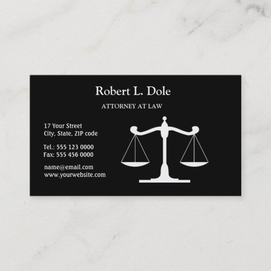 Law BusinessCard Black Visitekaartje (Voorkant)