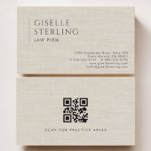 Law Firm Luxury Neutral Linen QR Code Visitekaartje