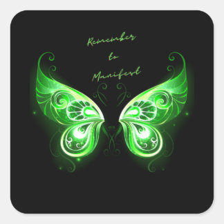 Law of Attraction Butterfly Vergeet niet om te man Vierkante Sticker