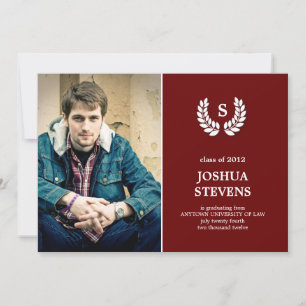 Law-rel Wreath Law Afstuderen Photo Invitation Kaart