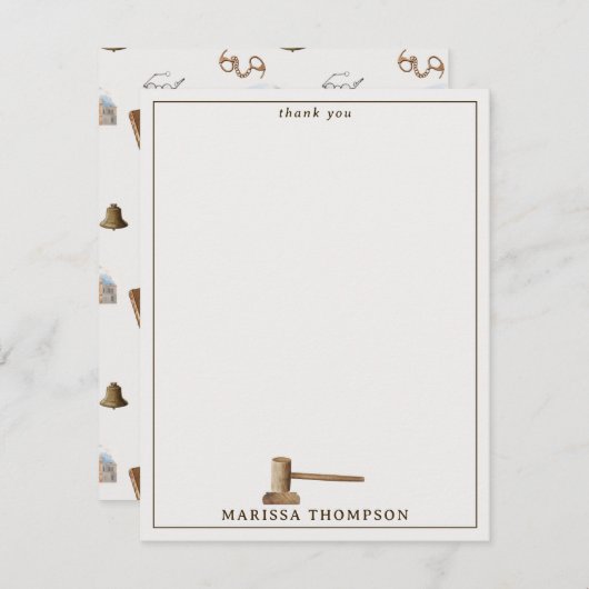 Law Scales Gavel Juridisch Antiek Custom Name Bedankkaart (Voorkant / Achterkant)