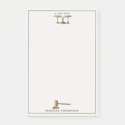 Law Scales Gavel Juridisch Antiek Custom Name Post-it® Notes (Voorkant)
