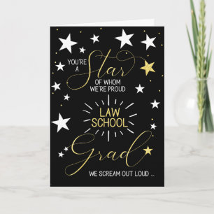 Law School Afstuderen Black Gold Stars Typografie Kaart