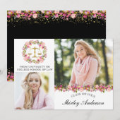 Law School Afstuderen Floral 2 Foto aankondiging (Voorkant / Achterkant)