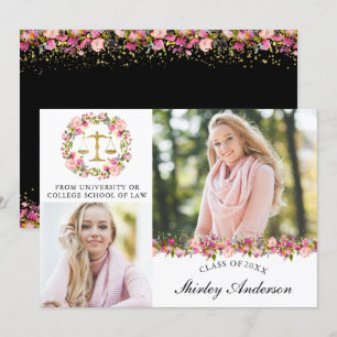 Law School Afstuderen Floral 2 Foto aankondiging