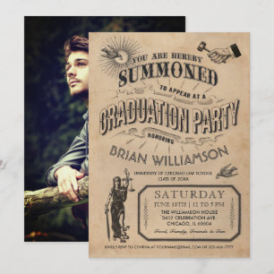 Law School Afstuderen Invitation Retro Kaart