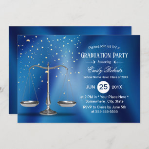 Law School Afstuderen Silver Scales Navy Blue Kaart