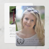 Law School Black Overlay 2 Photo Afstuderen Aankondiging (Voorkant / Achterkant)