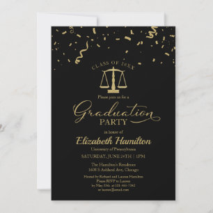 Law School Graduation Party Gold Confetti Black Kaart