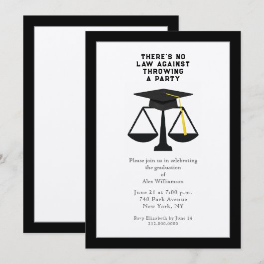 Law School Graduation Party Invitation (Devant / Derrière)