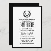 Law School Simple Plain Black Border Afstuderen Kaart (Voorkant / Achterkant)