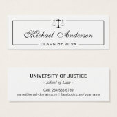 Law School Student Name Card Insert Card (Devant & derrière)