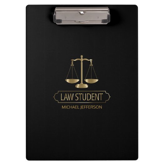 Law Student - Black en Gold Klembord (Voorkant)