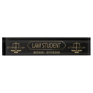 Law Student - Black en Gold Scales Naambordje