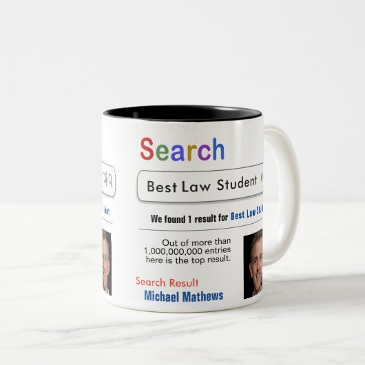 Law Student Funny Custom Beste Zoeken Cadeau Mok (Voorkant rechts)