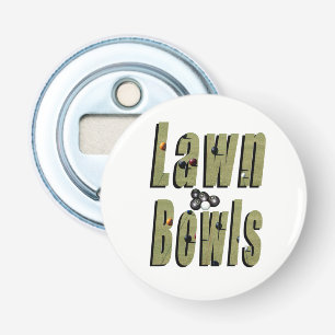 Lawn Bowl Dimensional Logo, Button Flesopener