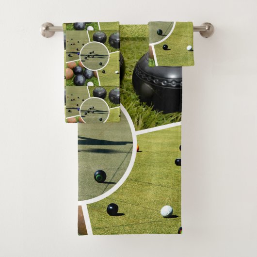 Lawn Bowls Five Afbeelding Collage, Bath Towel Set Bad Handdoek (Insitu)