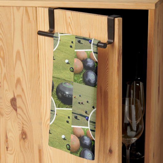Lawn Bowls Five Afbeelding Collage, Dish Towel Theedoek (Derde Gevouwen)