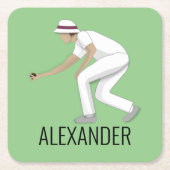 Lawn Bowls Vierkante Kartonnen Onderzetter (Voorkant)