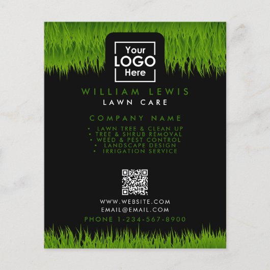 Lawn Care Business Logo Landschap QR Code Zwart Flyer (Voorkant)