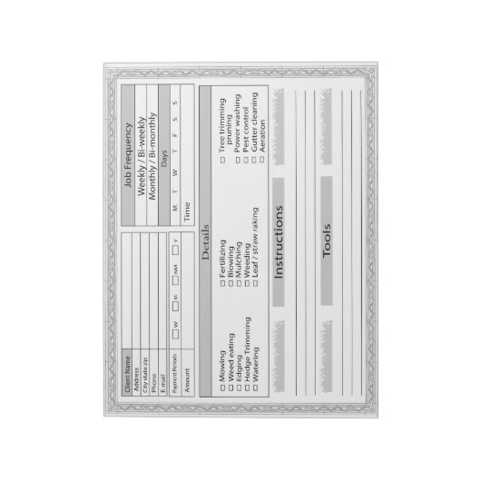 Lawn Care-clientlogboek Notitieblok (Gedraaid)