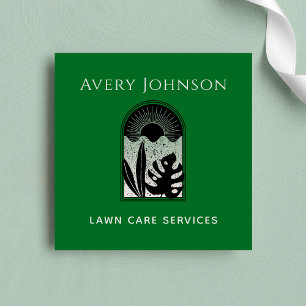 Lawn Care Landscaping Art Deco Modern Tropisch Vierkante Visitekaartje