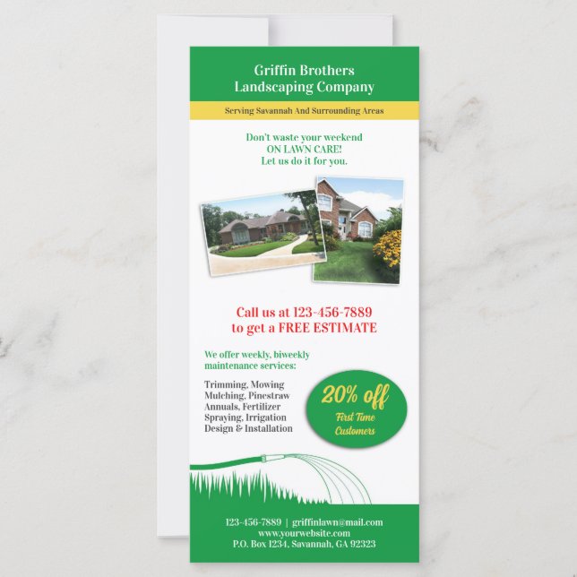 Lawn Care Landscaping Flyer Rack Kaart (Voorkant)
