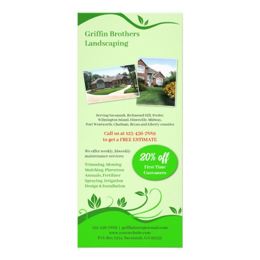 Lawn Care Landscaping Flyer Rack Kaart (Voorkant)