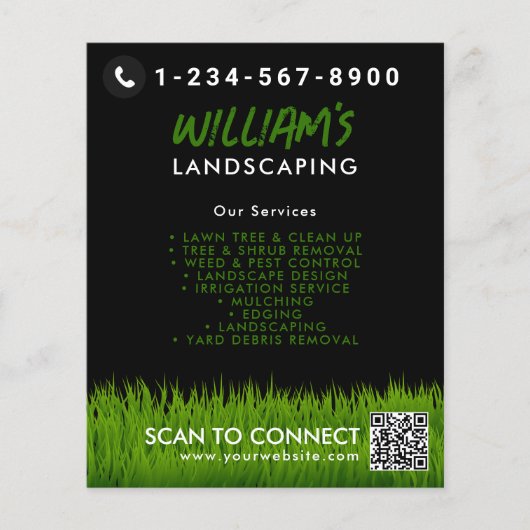 Lawn Care Landscaping Maaien Snijden QR-code Flyer (Voorkant)