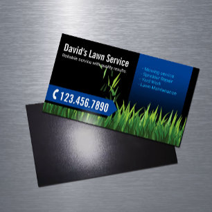 Lawn Care Landscaping Maaien Zwart & Blauw Magnetisch Visitekaartje