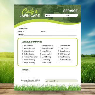 Lawn Care Landscaping Service Maintenance Form Notitieblok